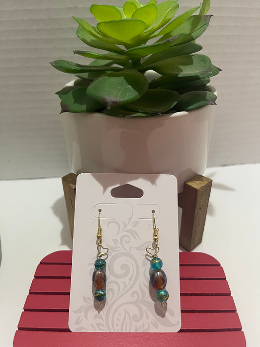 Teal & Brown Earrings